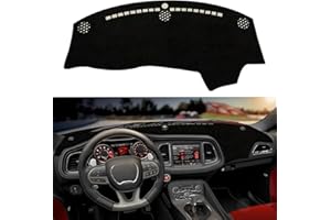 XYHGM Custom Dash Cover Fit for Dodge Challenger 2015-2023 2024 Non-Slip Interior Decoration Sunshade Glare UV Rays Protector Dashboard Mat Carpet Accessories (Black Edge)