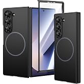 VEGO for Samsung Galaxy Z Fold 6 Case, Compatible with MagSafe Black | with Front Tempered Glass Screen Protector, Slim Transparent Magnetic Protective Crystal Clear Cover for Z Fold 6 - Black