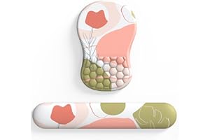 eulps Mouse Pad with Wrist Rest, Ergonomic Memory Foam Keyboard Wrist Pad & Mousepad Wrist Support Set, with Non-Slip PU Base, Pain Relief for Computer (Rose)