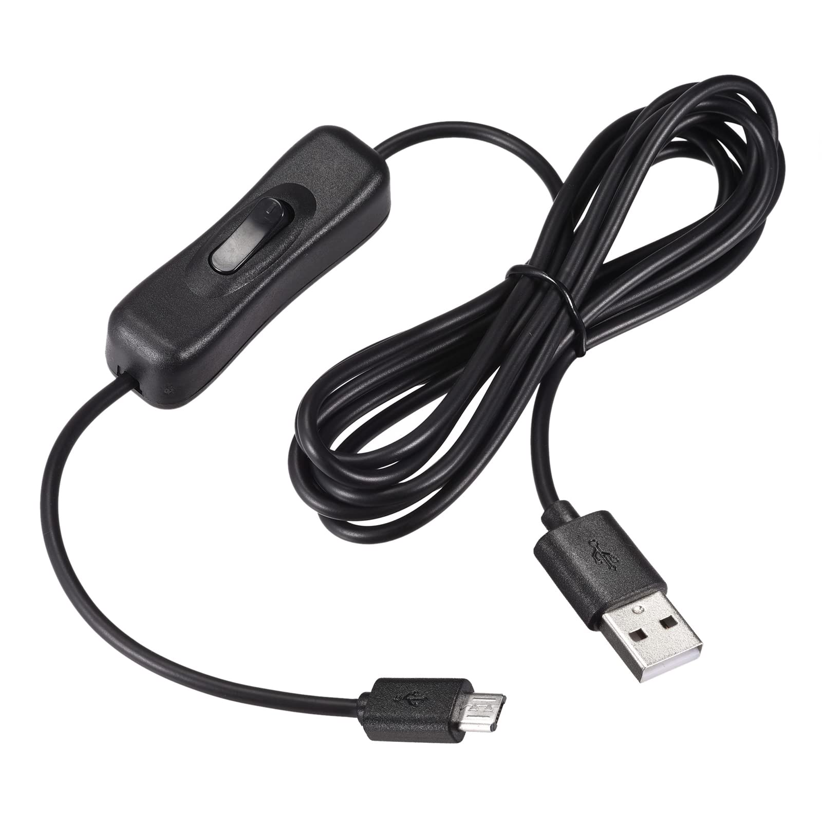 YOKIVE USB Cable with ON/Off Switch, Male to Micro USB Male Extension Cord, Reduced Wear, Great for Home, Studio, Office (Black, 2M / 6.56-Feet)