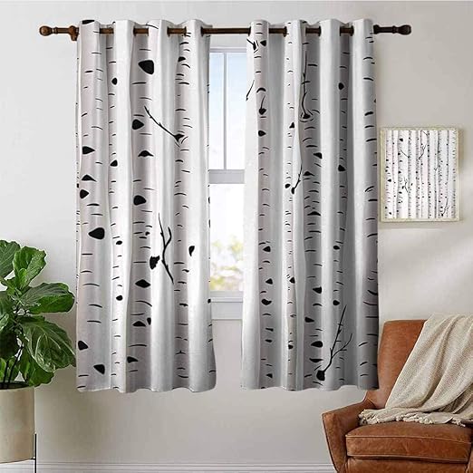 Petpany Window Curtain Fabric Birch Tree Forest Seasonal Nature