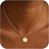 Maxcate Initial Necklaces for Women Girls - 18K Gold Filled Disc Initial Letter Necklace Dainty A - Z Letter Pendant Necklace Teen Girls Gifts Birthday Gifts for Girl Women