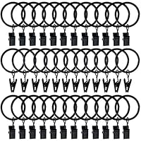 Topspeeder 36 Pack Rings Curtain Clips Strong Metal Decorative Drapery Window Curtain Ring with Clip Rustproof Vintage 1.26 Inch Interior Diameter (Black)