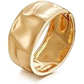 GREICHFAN Golden Polished Chunky Twisted Hinged Waterdrop Bangle Bracelet for Women Spiraled Oval Bangle Bracelet