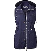 BBX Lephsnt Womens Utility Vest Drawstring Waist Military Sleeveless Jacket