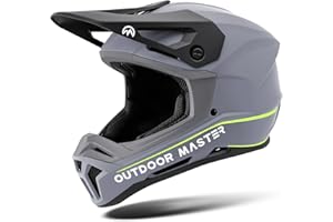 OutdoorMaster Full Face Mountain Bike Helmet for Men & Women - Durable, Impact Resistant, Ventilated, Adjustable Visor - Downhill Race BMX MTB Helmet