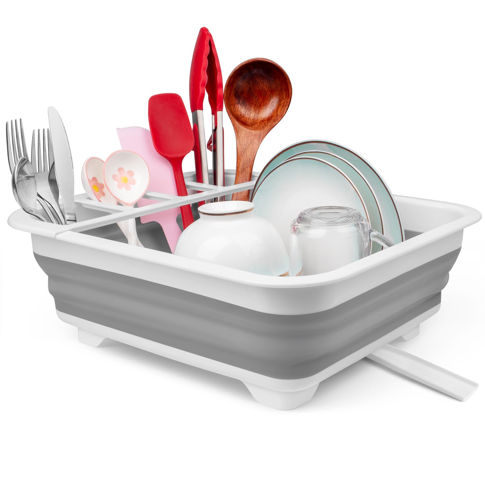 Photo 1 of Collapsible Dish Drying Rack with Drain Plug Tube, Portable Dish Drainers for Kitchen Counter, Folding Dish Rack Over Sink Drying Dinnerware,Kitchen Sink Organizer Travel Trailer RV Camping Essentials