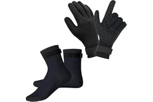 Wsobue 3mm Neoprene Gloves and Socks, 3mm Thermal Diving Gloves and Socks with Adjustable Waist Strap, Flexible Wetsuit Glove and Sock for Surfing, Kayaking Rafting