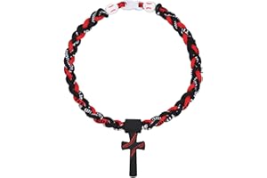 Kehuify Baseball Necklaces for Boys, Baseball Necklace Three-Braid Rope Tornado Cross Necklace Sports Titanium Necklace Baseball Rope Necklace