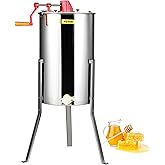 VEVOR 3 Frame Honey Extractor, Stainless Steel Manual Beekeeping Extraction, Honeycomb Drum Spinner with Transparent Lid, Apiary Centrifuge Equipment with Height Adjustable Stand