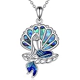 JBAERD Mermaid Necklace Sterling Silver Mermaid Pendant Ocean Jewelry Gifts for Women