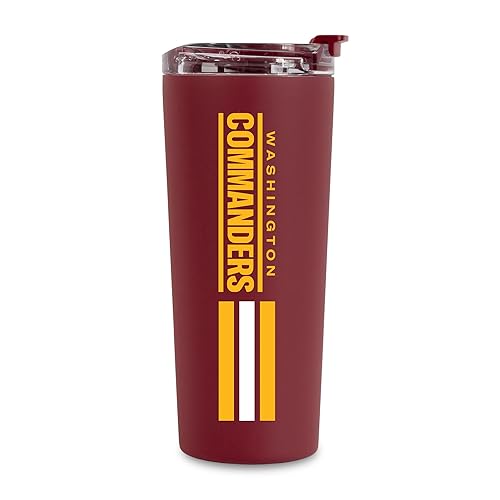Rico Industries NFL Football Washington Commanders Maroon 24oz Stainless Steel Tumbler with Lid and Dual Functioning Lid