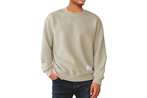 Dokotoo Men Men's Crewneck Sweatshirts Soild Color Geometric Texture Long Sleeve Casual Pullover Shirt
