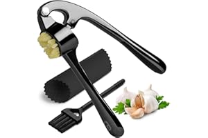 GD Black Garlic Press Crusher Mincer Tool - Premium Garlic Press smasher, Dishwasher Safe & Rust Proof, Easy-Squeeze Garlic C