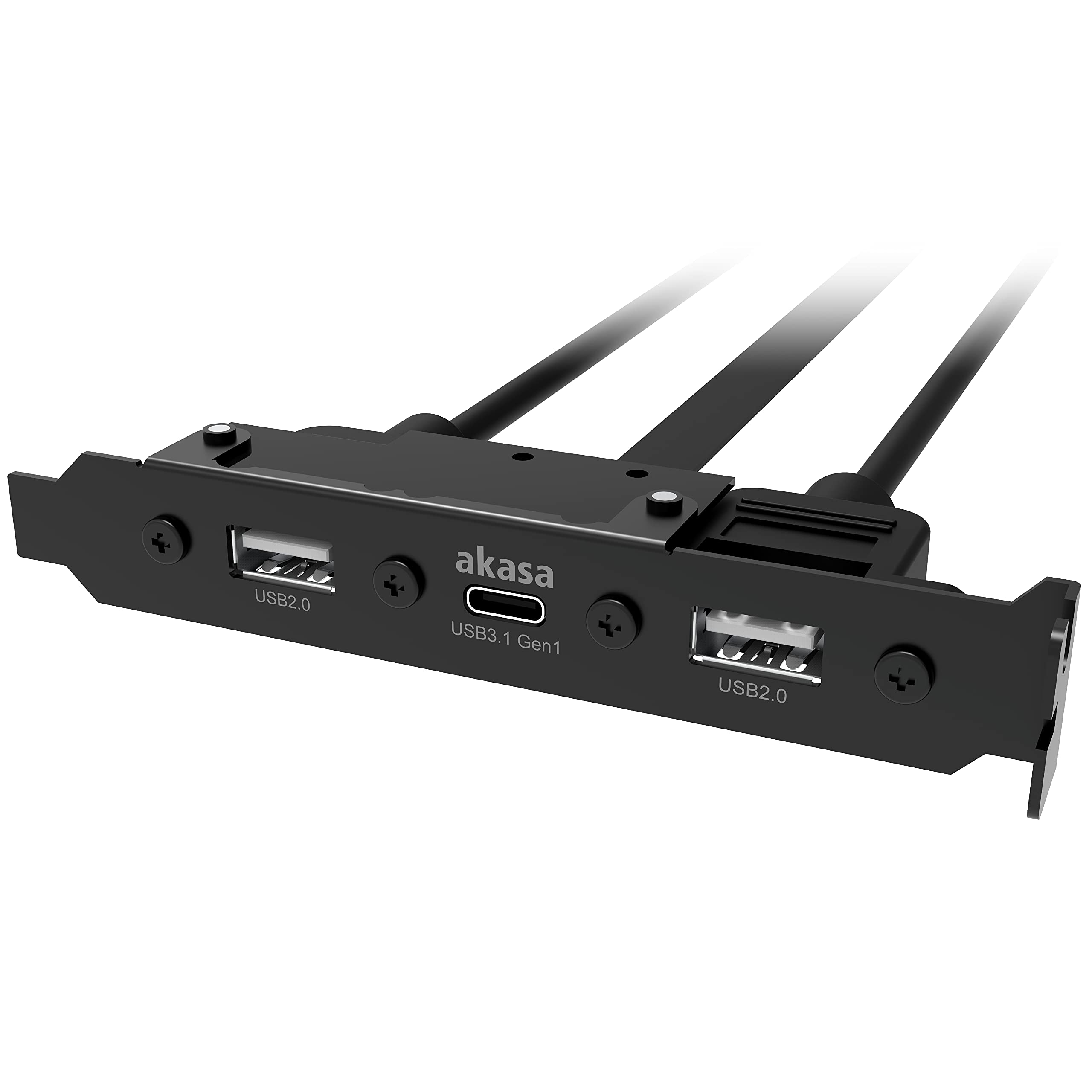 Akasa USB 3.1 Gen 1 internal adapter cable with dual USB 2.0 Type-A ports | PCI Bracket | 5 Gb/s | Type-C Type-A Converter | USB Port Cards | AK-CBUB53-40BK