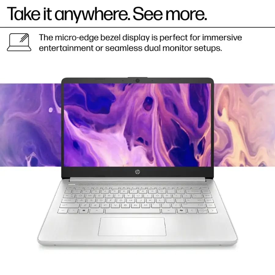 HP 2025 14 inch Laptop Computer for Student & Business, Intel Quad-Core N150 CPU, 16GB RAM, 384GB Storage (128GB UFS+256GB SD Card), 1 Year Office 365, Lightweight, Win 11 Pro, Copilot AI, Silver