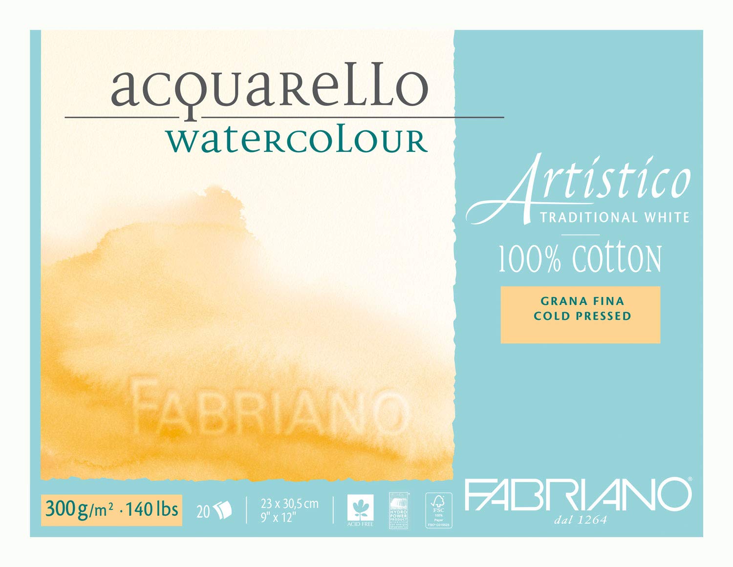 Fabriano ATW BL 4CO 20F GF Watercolour Paper 23 x 30.5 cm White