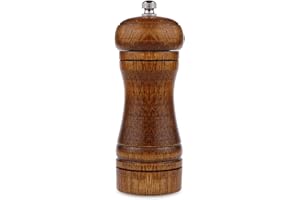 Powstro 5 Inch Pepper Mill, Oak Wood Salt and Pepper Grinder Ceramic Adjustable Coarseness Grinder Refillable Peppermill Pepp