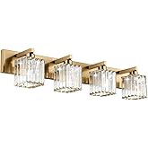 Aipsun Bathroom Lighting Fixtures Modern Crystal Vanity Light Brass 4 Light Bathroom Vanity Light (Exclude Bulb)