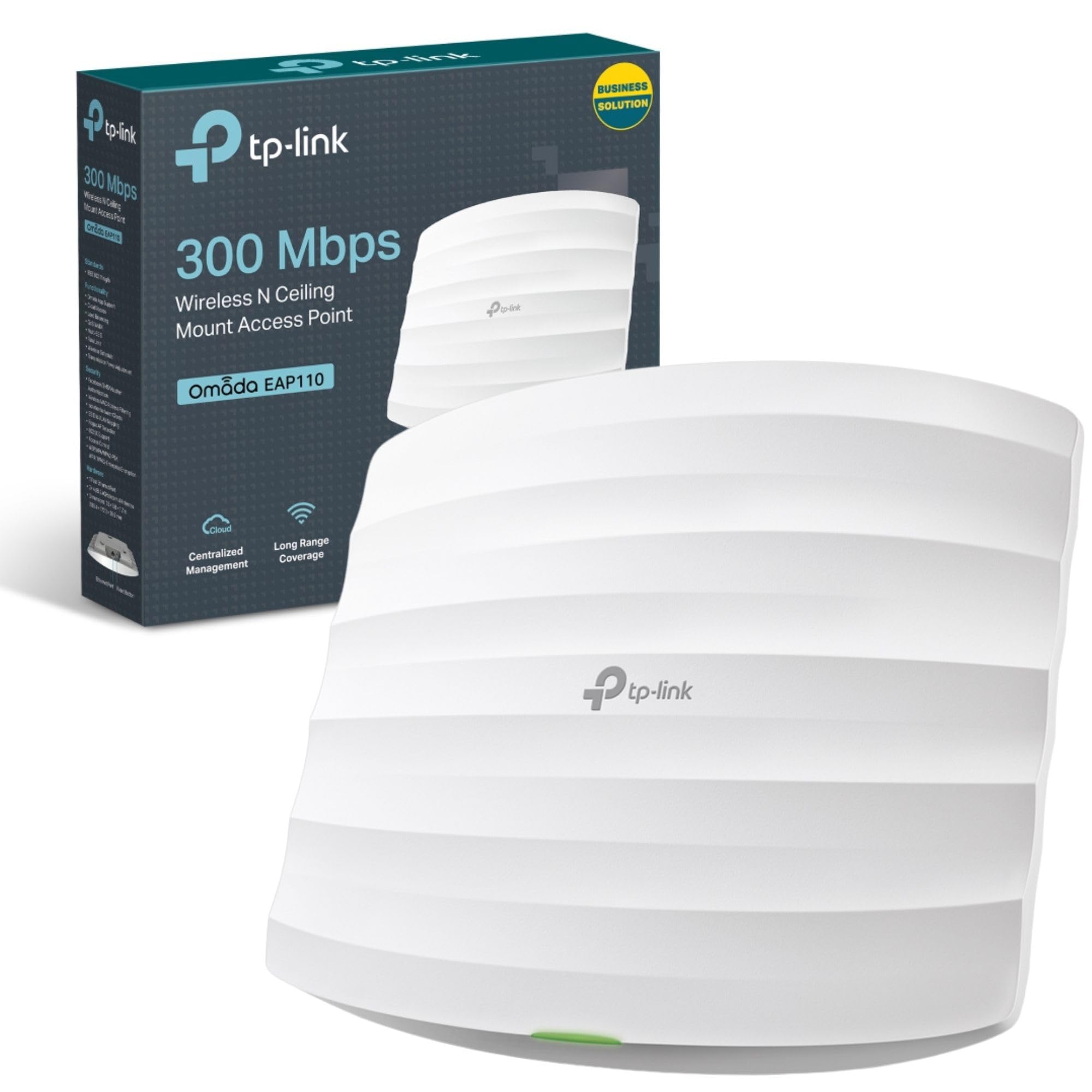 TP-Link EAP110 N300 Access Point, Wireless Access Points, Support Passive PoE,Vlan, Direct Current, Omada Mesh, Easily Mount to Wall or Ceiling, Cloud centralized management, Free Controller Software