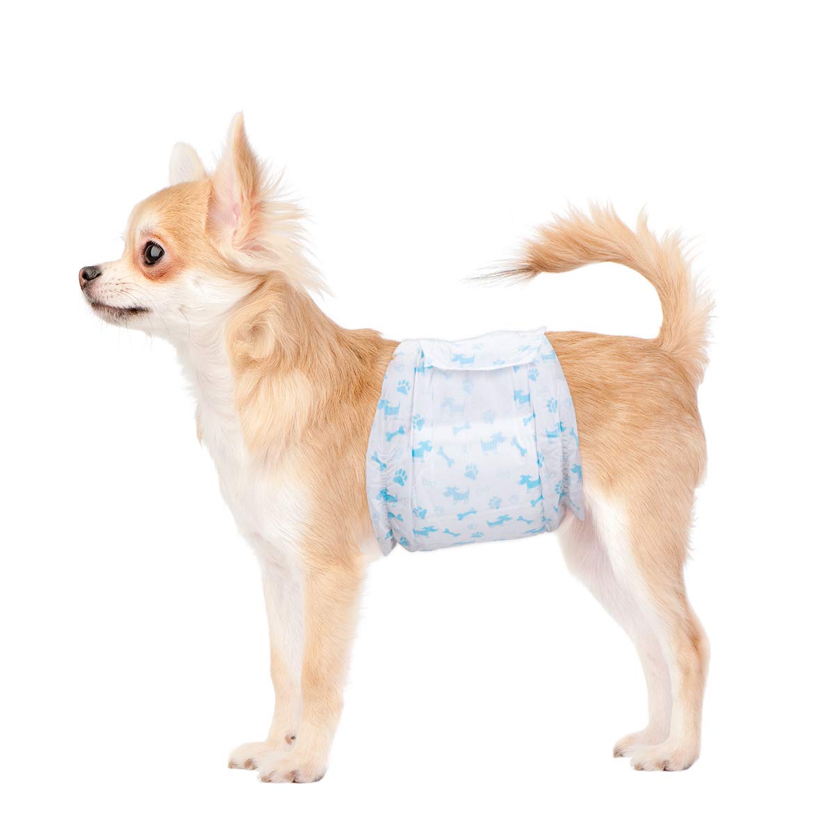 Flying Paws Male Dog Nappies, M-44 Disposable Dog Wraps for Puppy Incontinence Super Absorbent Male Wraps, Soft Cotton, Stereoscopic Edge Fit for Potty Training, Travel
