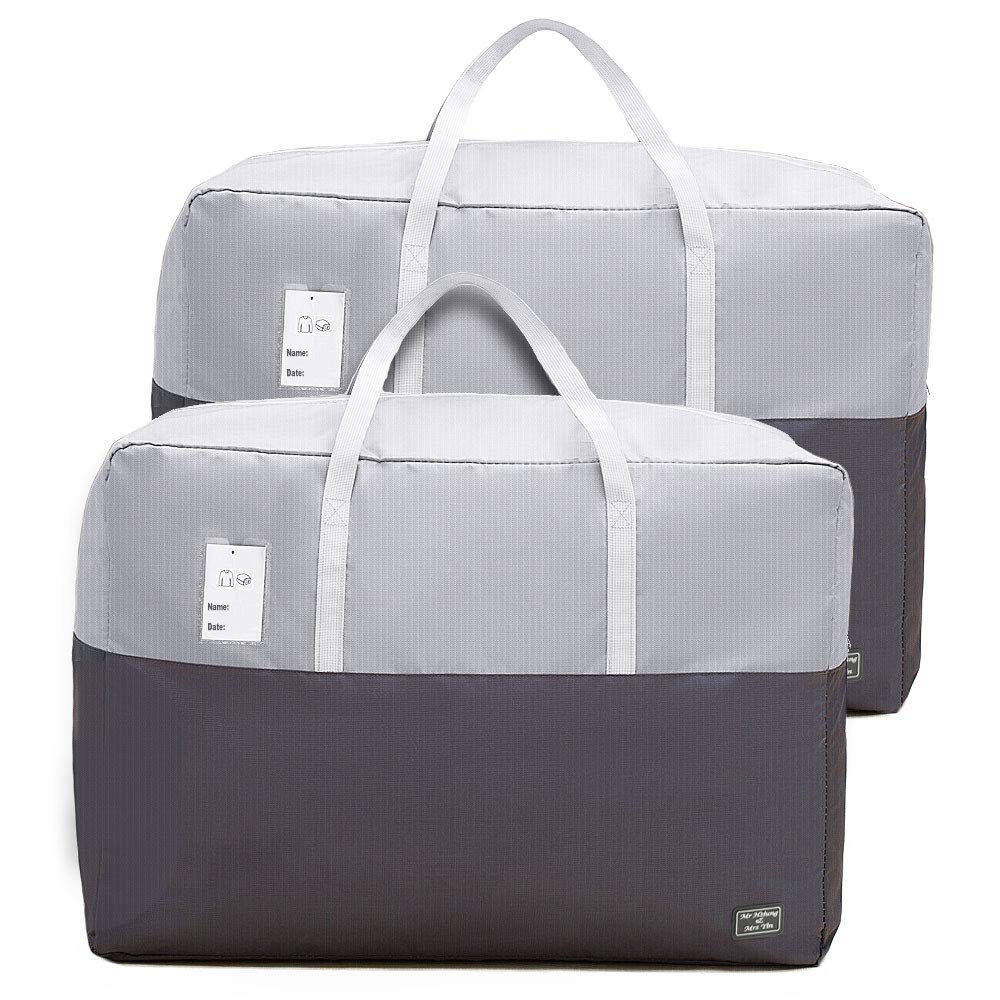 105L Clothes Storage Bags with Zips, 2 PCS Oxford Cloth Duvet Storage Bag King Size, Breathable Underbed Storage Bags for Clothes, Quilt, Blankets, Bedding, Sturdy Large Storage Bags, No-Smell
