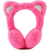 Peecabe Winter Kids Earmuffs Warm Girl Ear Muffs For Toddler Kid Children Earmuff with Cat Ears Girls Ear Warmer (Rose)