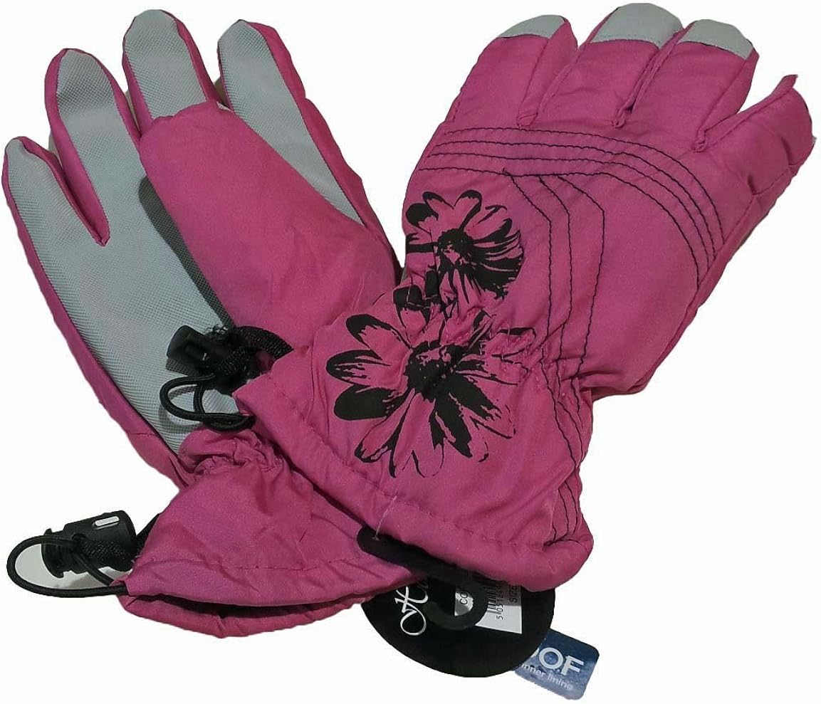 iSmalls Ladies Warm Thermal Waterproof Floral Print Winter Ski Gloves (Pink, Large) Amazon.co