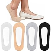 Nogeqi 4 Pair Ultra Low Cut No Show Socks for Women, Non Slip Thin Footies Socks, Invisible Liner Sock - Made of Ice Silk Surface (4 Colors)