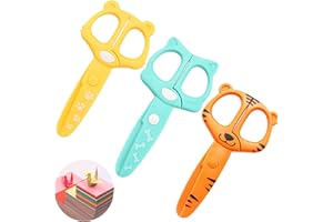 ONEUPIN 3 Pcs Toddler Plastic Safety Scissors for Kids，Small Cute Scissor Colorful, DIY Craft Projects,Pre-School First Training Scissors, Child Classroom Scrapbooking Art Craft Supplies