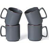 famiware Coffee Mugs Set of 4, Nebula 14oz Coffee Mugs, Ceramic Cup Set with Handle for Latte, Tea, Milk, Cappuccino, Cocoa, Charcoal