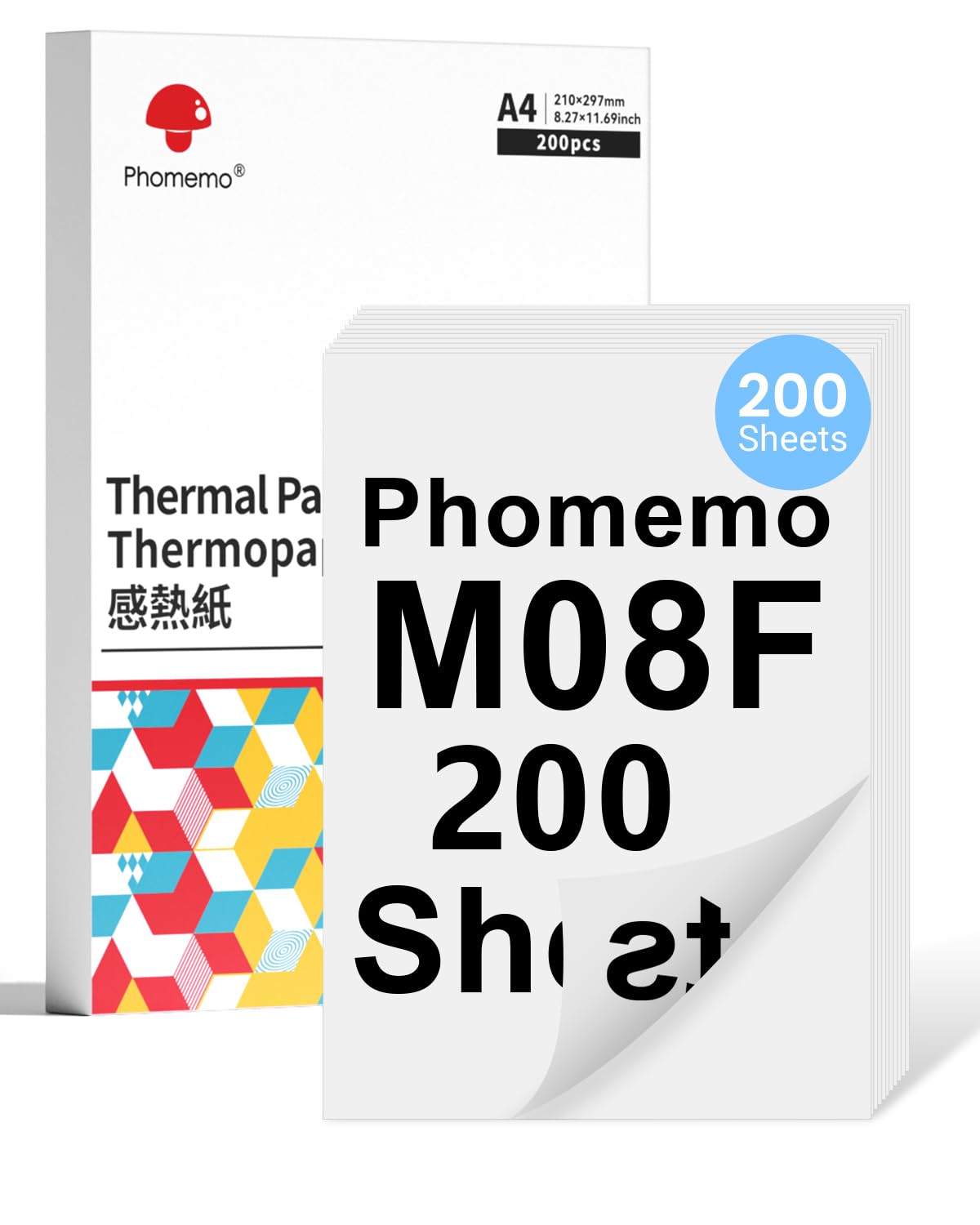 Phomemo M08F Duplex Thermal Paper Compatible for Phomemo M08F M08D M832 M832D M833 M834 Q302 Printers and Other A4 Thermal Printers, 210x297mm M08F Printer Paper, 200 Sheets