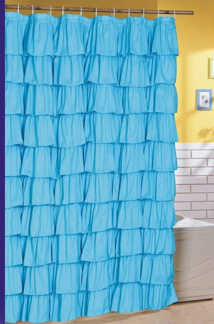 Amazon Com Spring Design Flamenco Ruffle Shower Curtain Blue