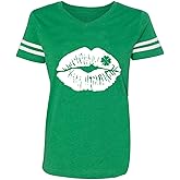 St Patricks Day Shirt for Women Irish Lucky Shamrock V-Neck Short Sleeve St Paddy's Day Tee Tops