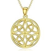 NFYBD 14K Gold Celtic Knot Pendant Necklace for Women,Yellow Gold Good Irish Trinity Knot Necklace Dainty Necklace Jewelry for Her Mom Wife 16+1+1