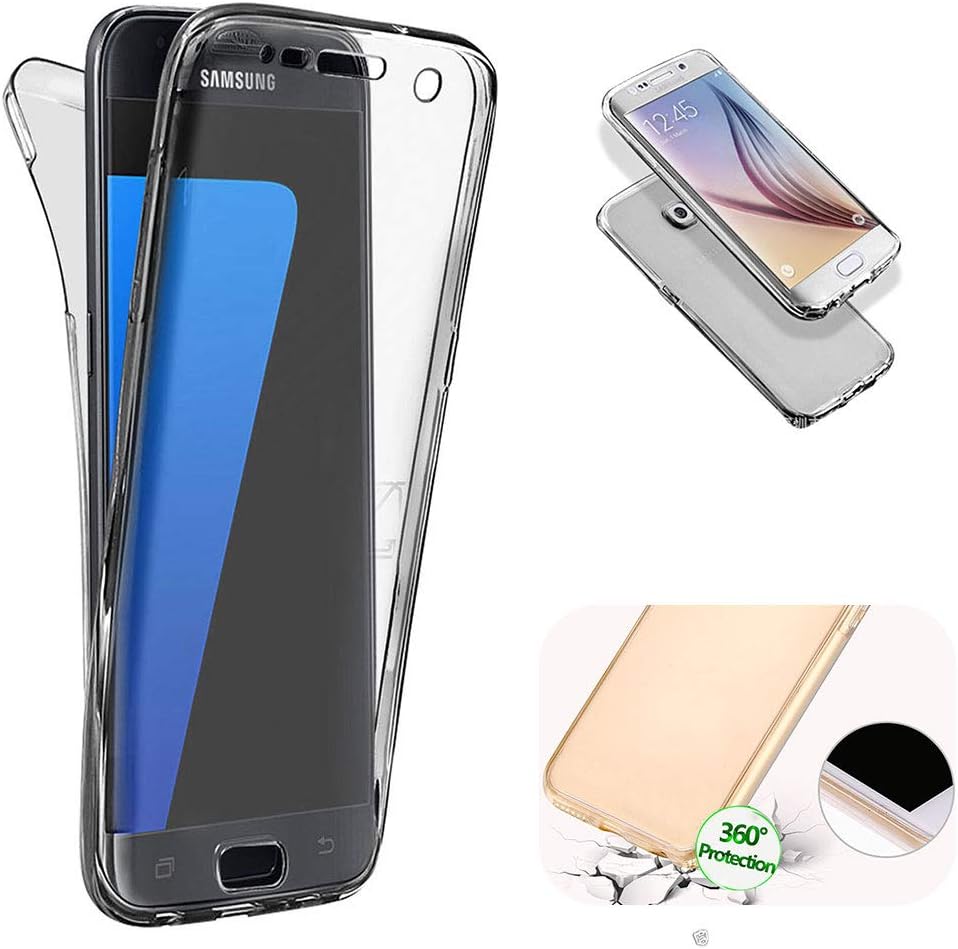 LCHDA Samsung Galaxy A8 Plus 2018 Case Crystal Clear TPU Full Body Protection 360 Coverage Dual Layer Protective Phone Cover with Built in Screen Protector for Samsung Galaxy A8 Plus 2018-Dark Gray