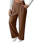 EVALESS Womens Wide Leg Work Pants Straight Elastic High Waisted Double Button Trousers Business Casual Pants with Pockets