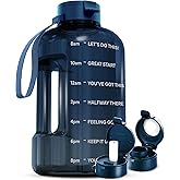 AQUAFIT 128 oz Water Bottle with Time Marker - Straw & Chug Lid - BPA Free 1 Gallon Gym Water Bottle with Handle - Big Gallon Jug (Nebula, 128 Ounces)