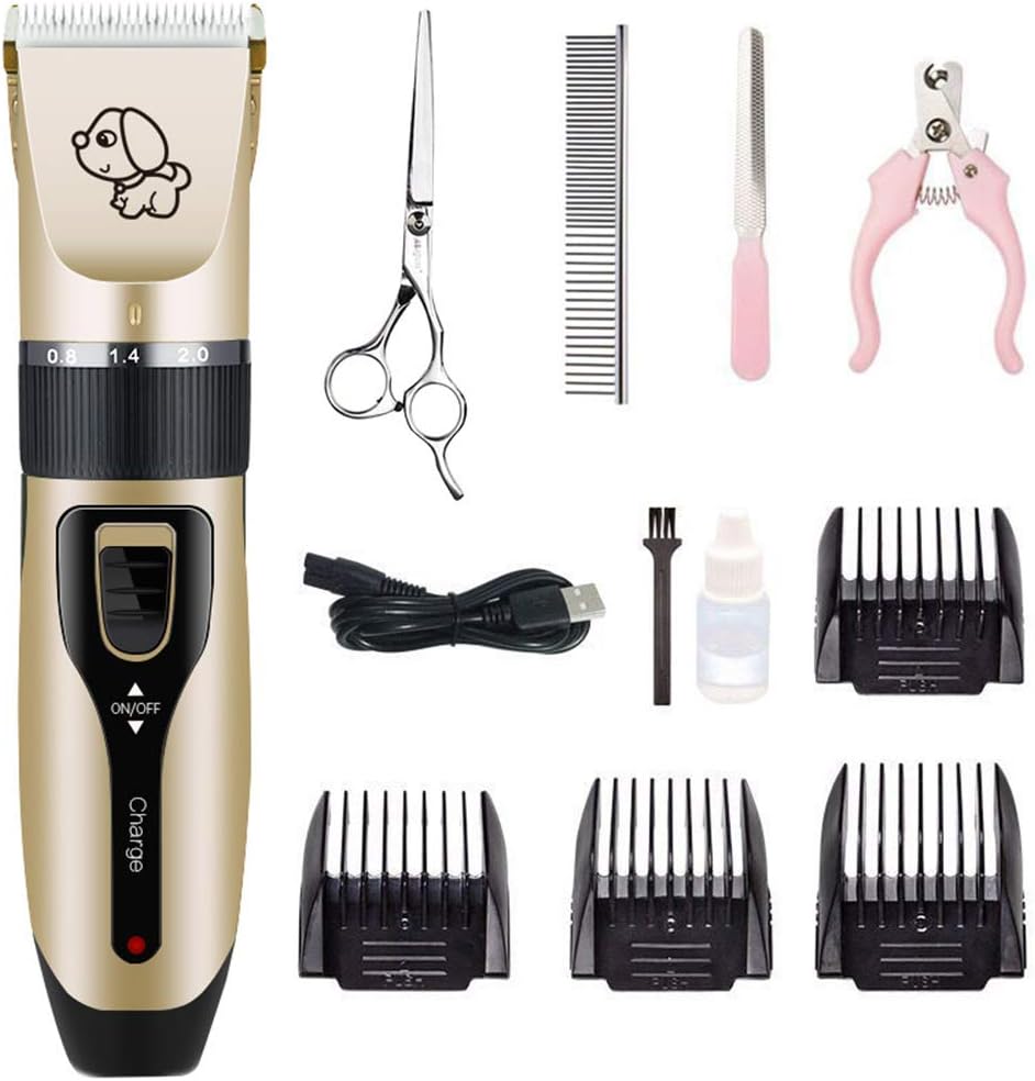 Dog Clippers Professional Pet Grooming Kit Low Noise Cordless Pet Clippers Rechargeable Pet Cat Shaver Dog Hair Trimmer with scissors comb Great Gift for Dogs Cats pets.