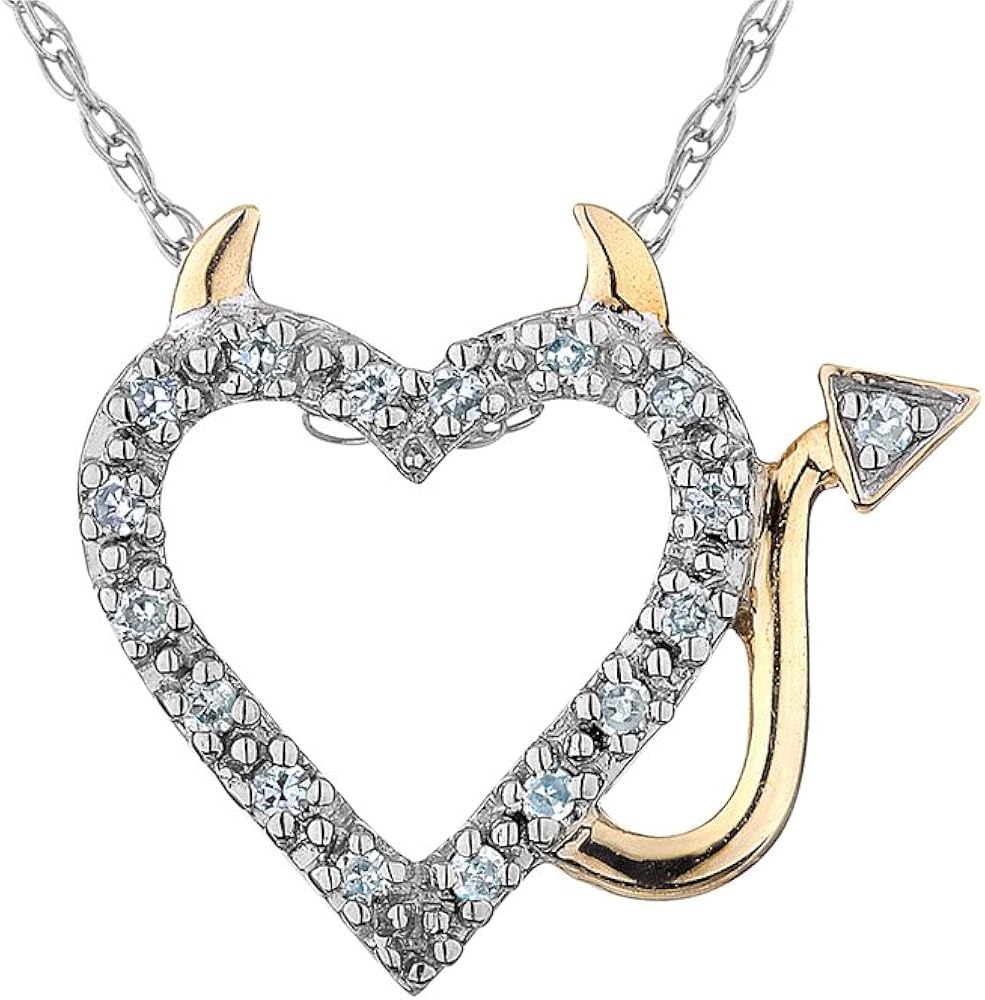 Devil Heart Pendant Necklace with Diamond Accent in