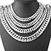 GZMZC 9/11/13/16/19/21mm Silver Stainless Steel Cut Cuban Curb Link Chain Mens Bracelet Necklace 7-40inches