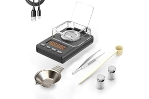 MicolMeas Milligram Scale 100g x 0.001g, MG Powder Scale with Selectable Auto Off, Built-in Bubble Level, 20g Calibration Wei