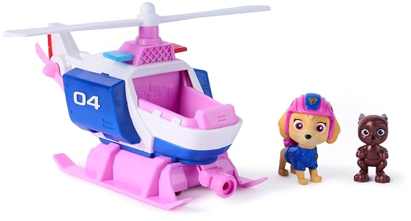 PAW PATROL – SEARCH & RESCUE: SKYES RESCUE HELICOPTER, VEHICLE WITH PULL BACK MOTOR, APPROX. 15 CM, INCLUDES DOG FIGURE AND KANGAROO, DETAILED DESIGN FROM THE SERIES, TOYS FROM 3 YEARS