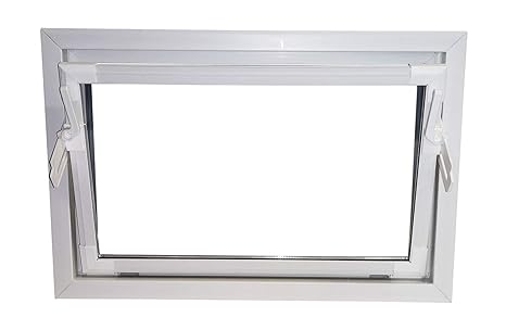 ACO 80cm Nebenraumfenster Kippfenster Isoglasfenster Fenster weiß Kellerfenster, Größe Kippfenster:80 x 60 cm