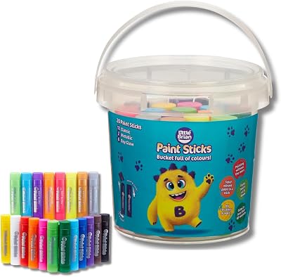 Little Brian Paint Sticks Kids 20 Pack Assorted Colours with Storage Bucket