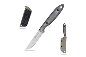 SDOKEDC Knives DC53 Steel Tactical Fixed Blade Knife with kydex sheath for Men EDC Outdoor Camping Survival Hunting (White stone wash)