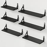 Pipishell Floating Shelves Set of 6 Rustic Paulownia Wood Wall Shelves
