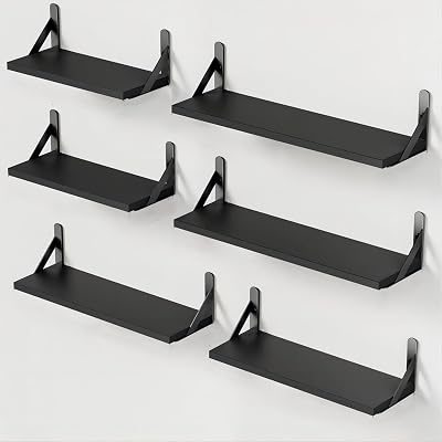 Pipishell Floating Shelves Set of 6 Rustic Paulownia Wood Wall Shelves