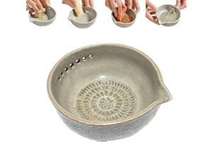 Handmade Garlic Grater & Herb Bowl, Garlic Grater Plate, Multi-Functional Kitchen Tools, for Ginger, Garlic, Cheese & Herbs, 