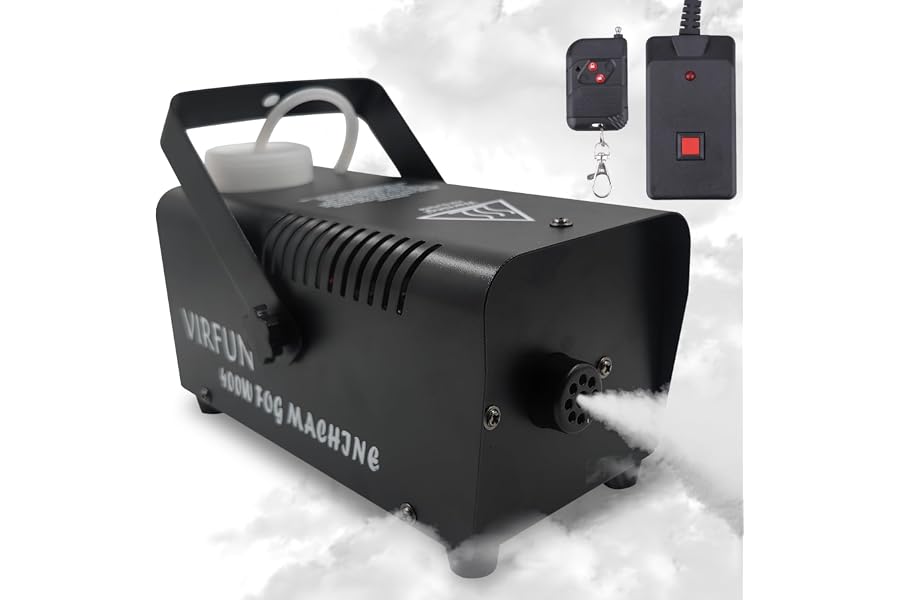 VIRFUN Fog Machine, Smoke Machine with Remote Control for Halloween, Party | Wireless&Wired Remote Control, for Halloween, Party, Outdoor, Indoor and Stage Effect, 400W